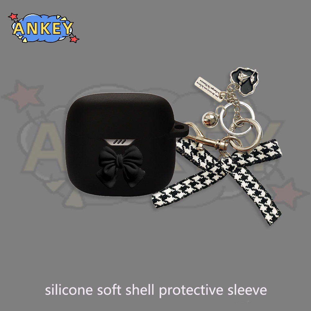 For JBL Tune Flex Tune 230NC 130NC 225 220 Earphone Silicone Case Bow Cartoon Earbuds Protective Headphone Cover Headset with Pendant