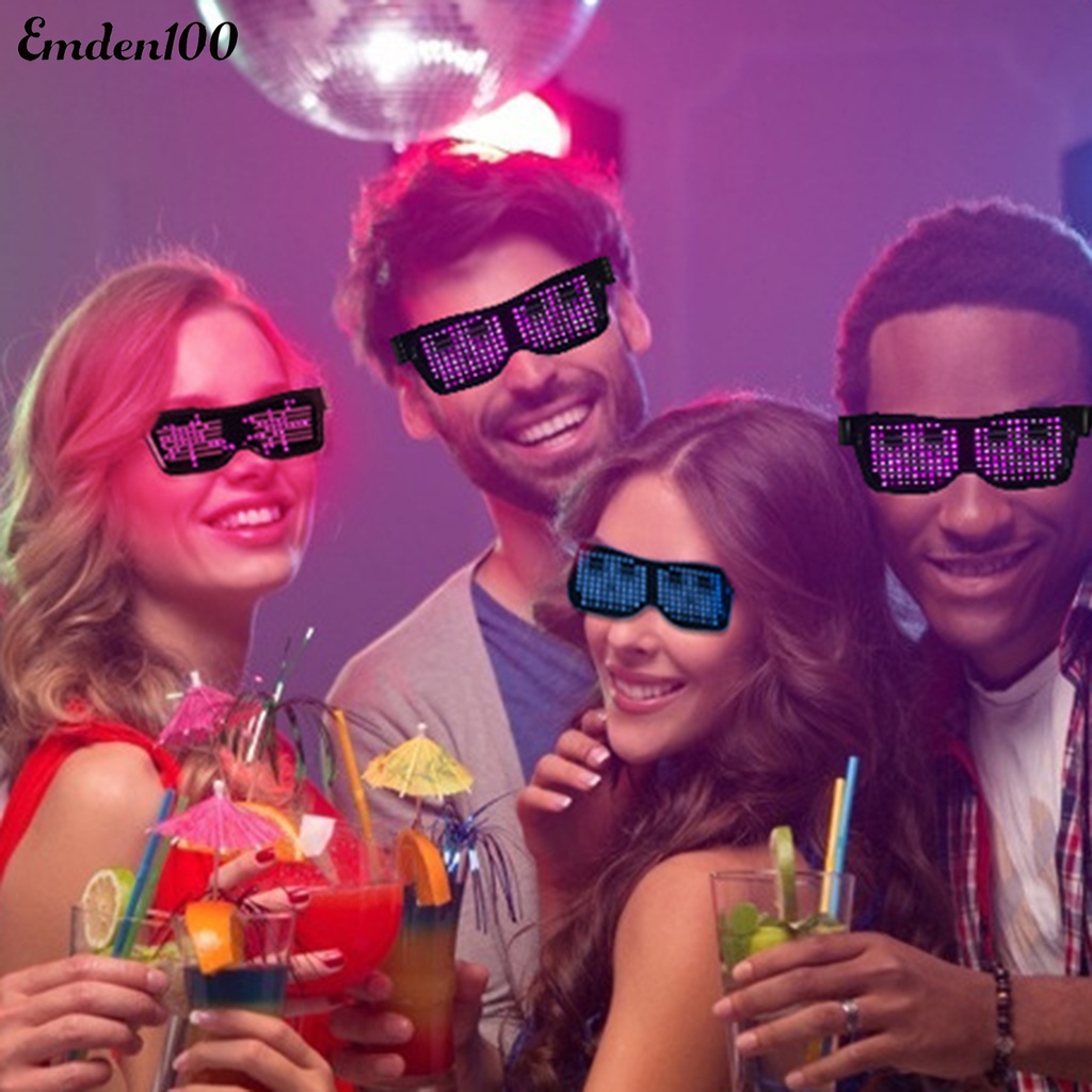 [EMDEN] Kính Mắt Điện Tử Bluetooth Có Đèn LED Phát Sáng Dành Cho Tiệc Sinh Nhật / Câu Lạc Bộ
