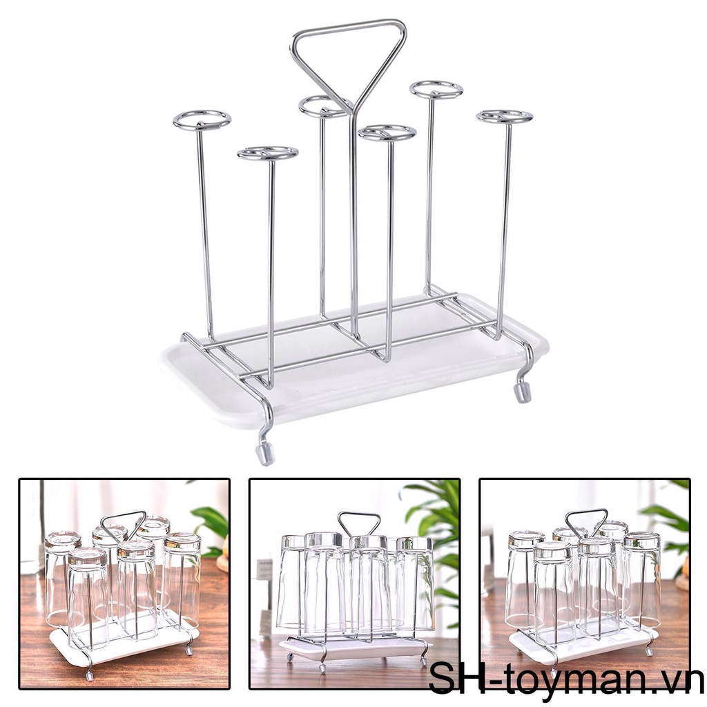 Giá Sắt 6 Móc Treo Cốc Thủy Tinh Sang Trọng Sắp Xếp Gọn Gàng Cho Nhà Bếp