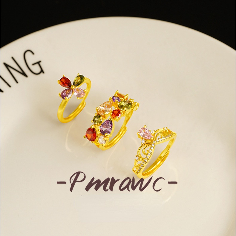 Pmrawc | Nhẫn Mạ VàNg 18K ĐíNh Đá NhiềU MàU SắC FS1651