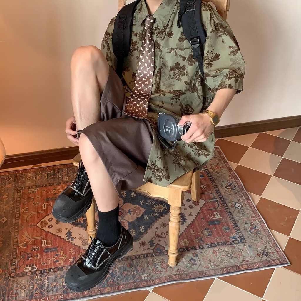 Áo Sơ Mi Ngắn Tay Dáng Rộng In Họa Tiết Thời Trang Mùa Hè Dành Cho Nam