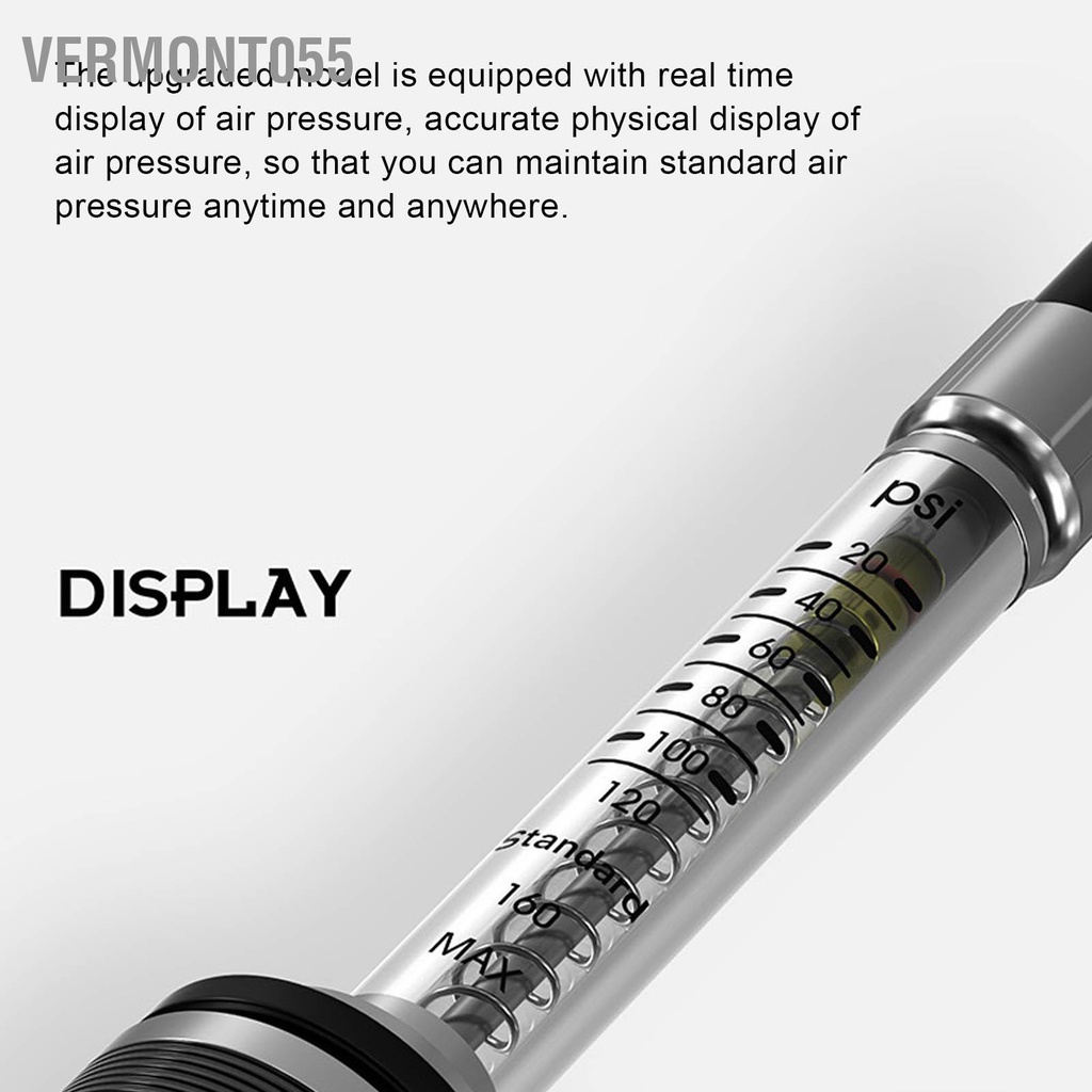 Vermont055 Máy bơm lốp xe đạp mini ENLEE với ống thu khí áp kế cho giá trị Presta của van Mỹ