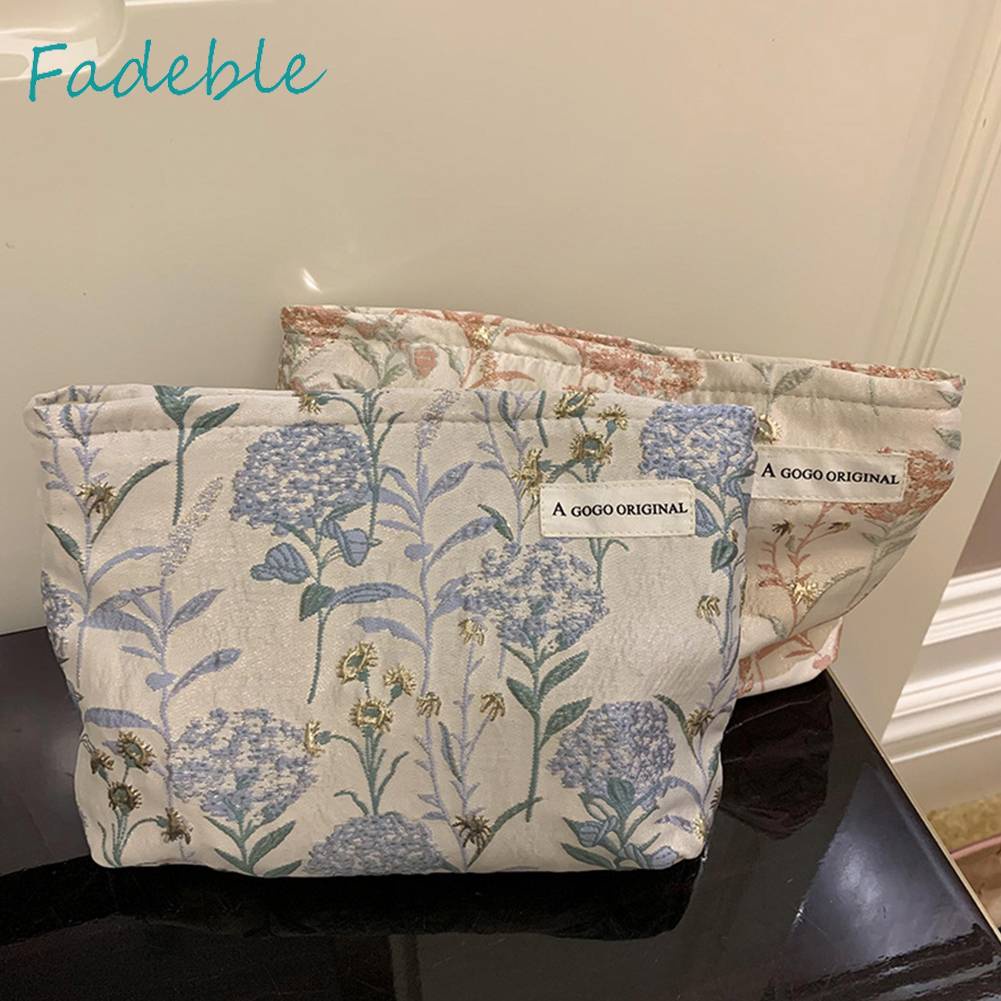 Túi Đựng Mỹ Phẩm Catton Sức Chứa Lớn Họa Tiết Hoa Dành Cho Nữ