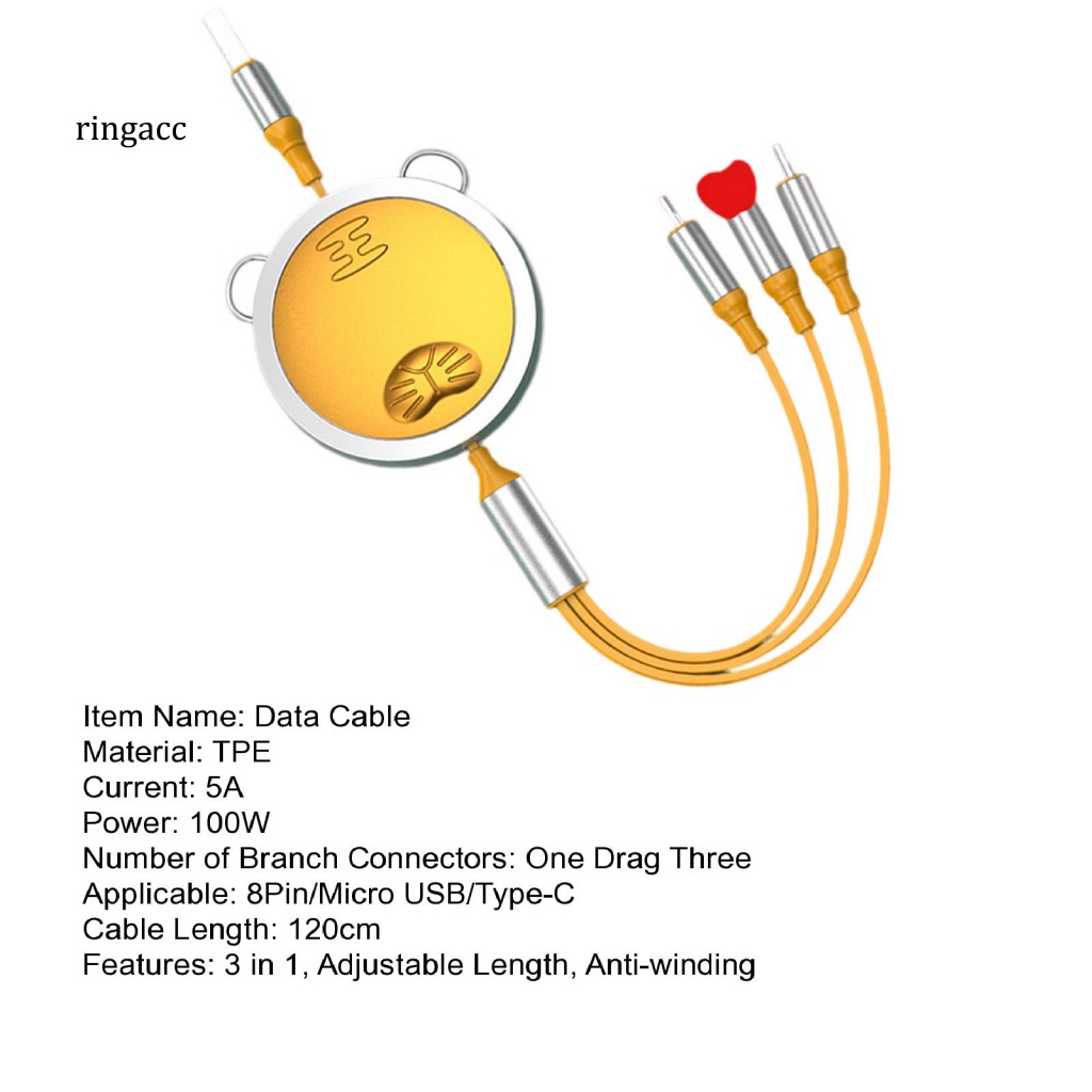 Dây Cáp Sạc Micro USB / Type-C / 8Pin 3 Trong 1 Tiện Dụng