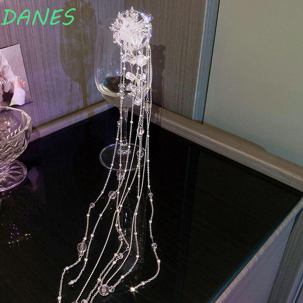 DANES Kẹp Tóc Dài Đính Đá Pha Lê Kiểu Dáng Mới Cho Cô Dâu