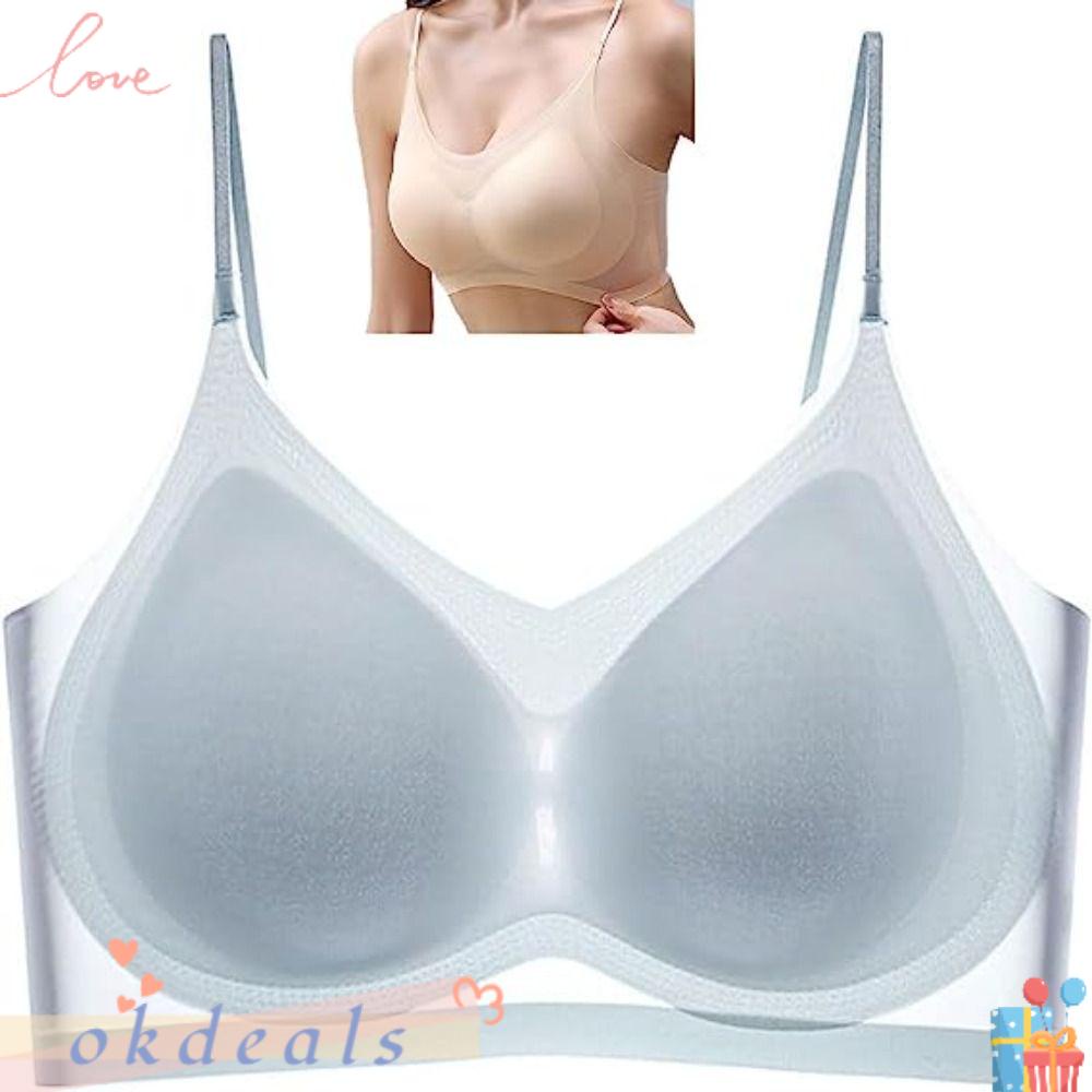 OKDEALS Áo Ngực Thể Thao Nâng Ngực Bằng Lụa Lạnh Siêu Mỏng Thoáng Khí Không Đường May Gợi Cảm Cho Nữ