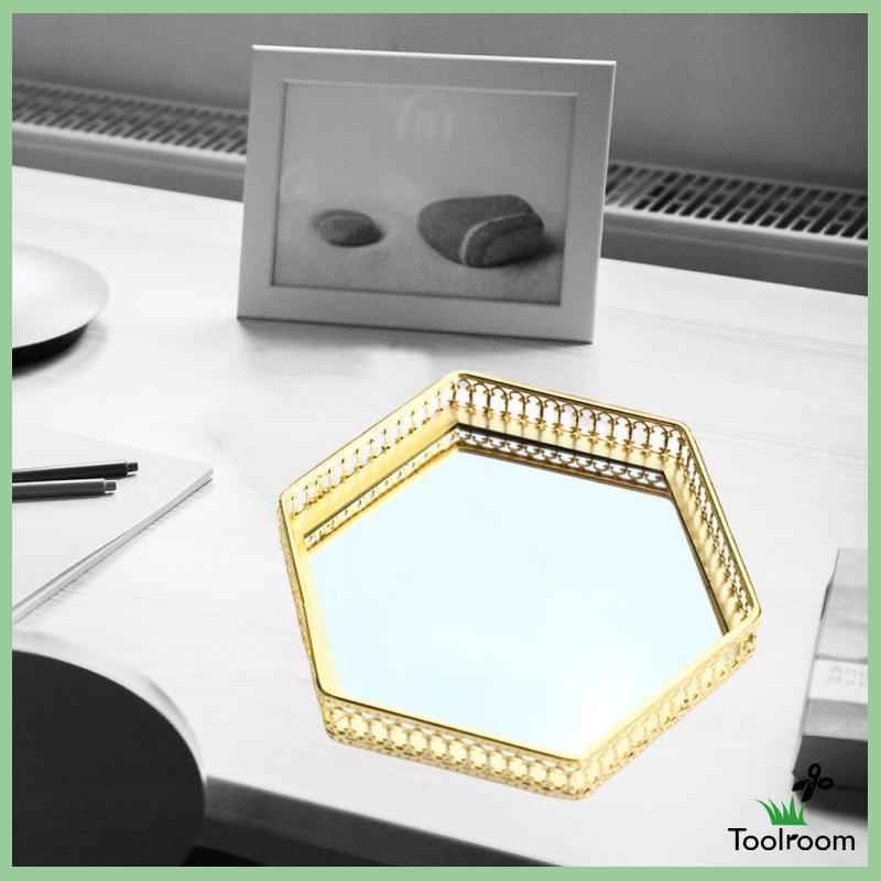 Khay Đựng Trang Sức / Nến / Mỹ Phẩm Bằng Kính Kiểu Vintage Có Gương Trang Trí