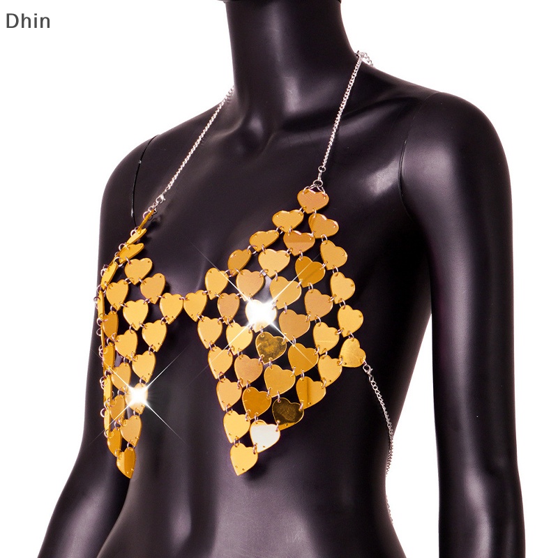 [Dhin] Áo Crop Top Lưới Crop Top Hở Lưng Đính Kim Sa Hình Trái Tim Gợi Cảm Cho Nữ