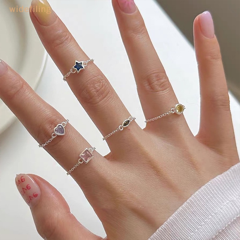 Nhẫn Đính Hôn Mạ Vàng / Bạc 2K Đính Đá Zircon Hình Trái Tim Thời Trang Có Thể Điều Chỉnh Cho Nữ