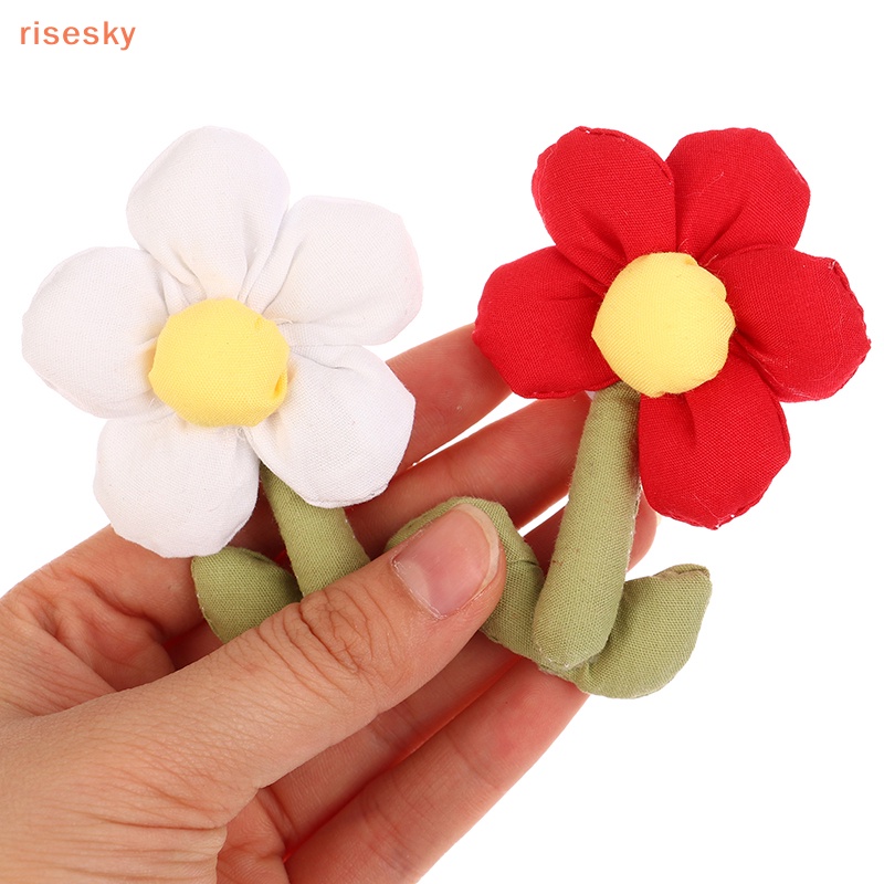 Kẹp Tóc Hình Hoa Năm Cánh Bằng Vải Cotton Phối Lông Dễ Thương