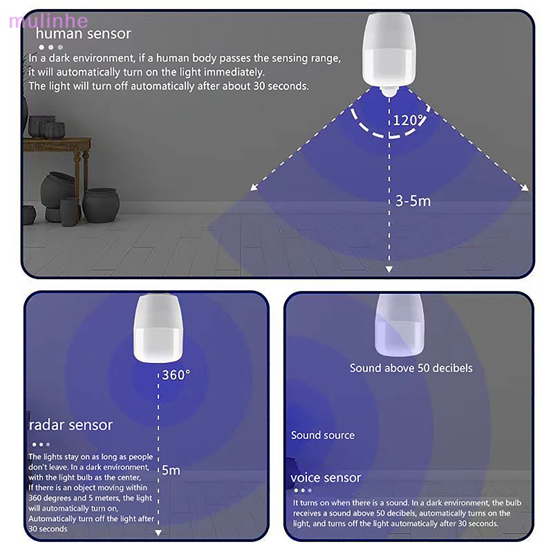 Bóng Đèn LED Thông Minh 6W 9W 13W E27 220V Có Cảm Biến Âm Thanh Tiện Dụng