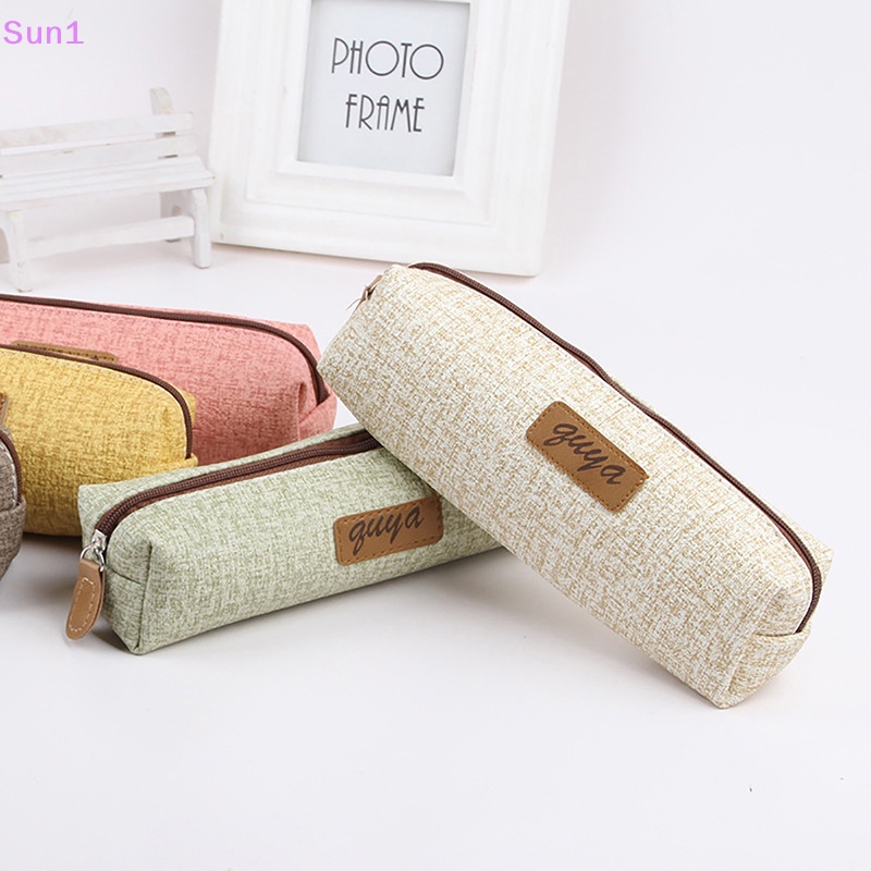 Sun1 &gt; Túi Đựng Bút Chì Trang Điểm Một Tầng Sức Chứa Lớn Nhỏ Gọn Chống Nước Tốt Dành Cho Học Sinh