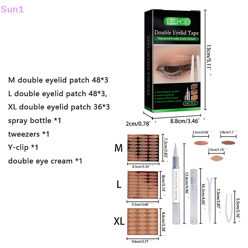 Set 1 &gt; 396 Cặp Miếng Dán Kích Mí Tự Dính Thiết Kế Trong Suốt Tiện Dụng