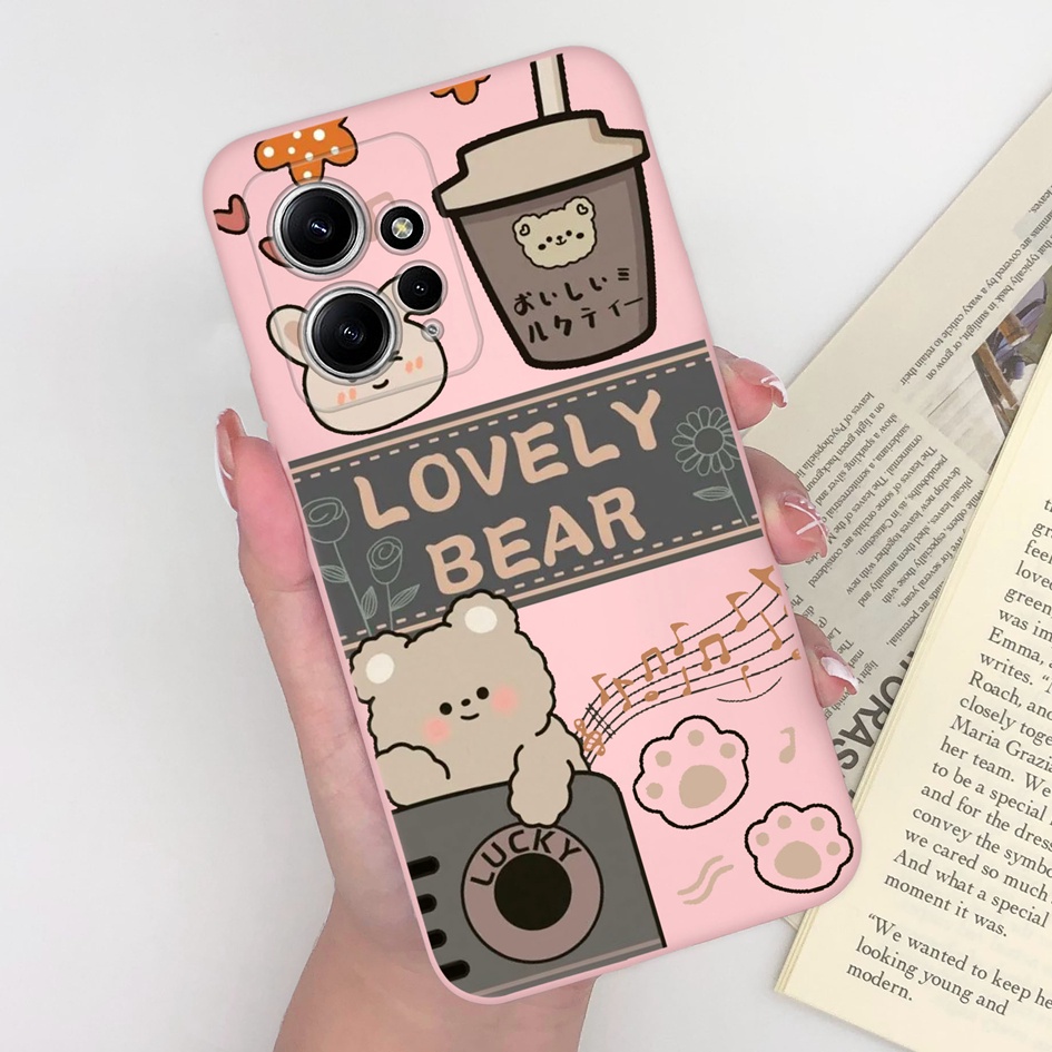 Ốp Điện Thoại Silicon TPU Mềm Họa Tiết Gấu Và Quả Bơ Cho Xiaomi Redmi Note 12 12 Pro 4G Note12 12Pro 4G