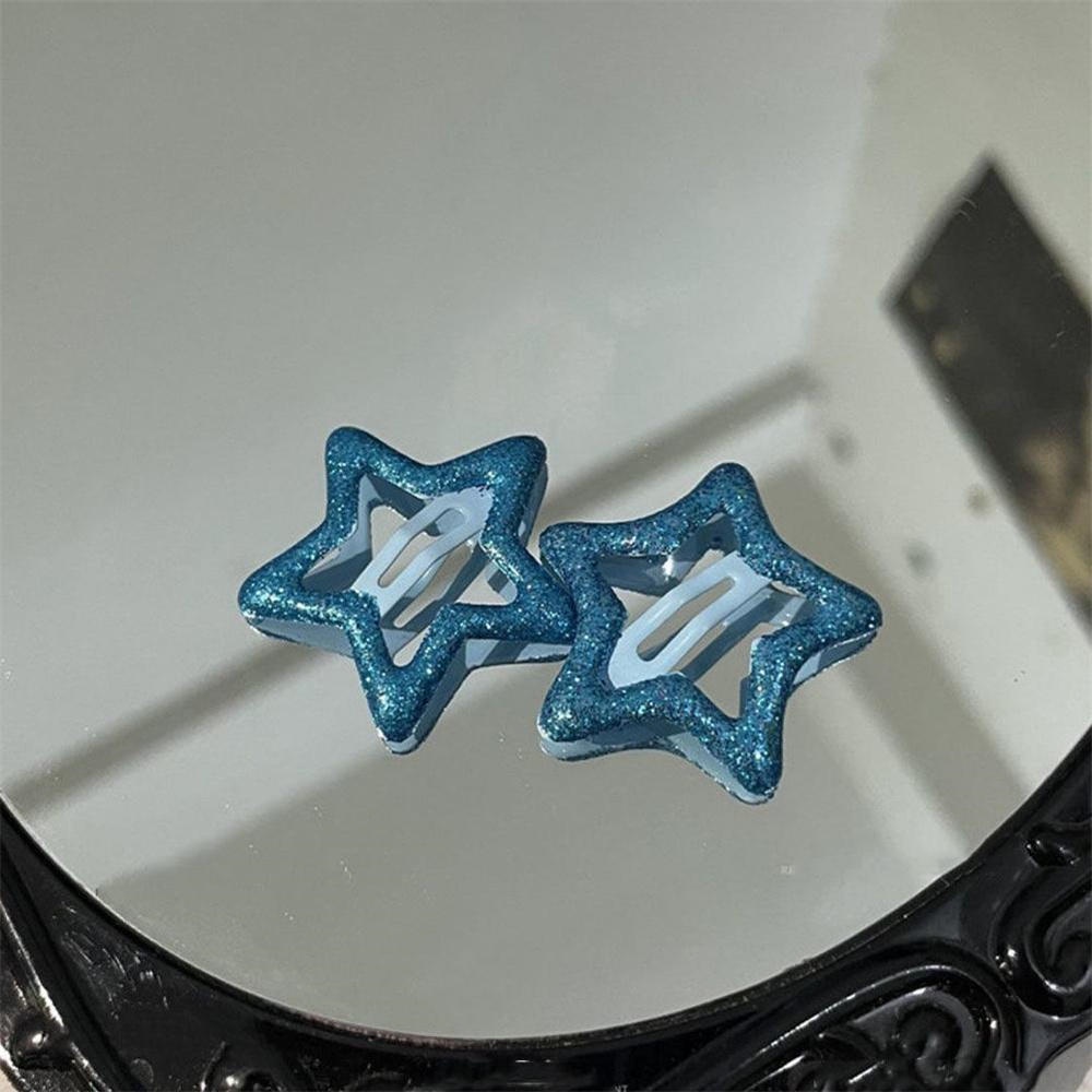 Set 2 Kẹp Tóc Hình Ngôi Sao Năm Cánh Bằng Kim Loại Dễ Thương Cho Bé Gái