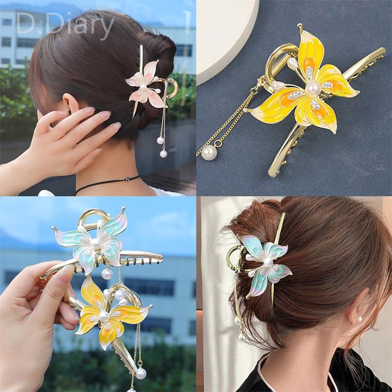 Kẹp Tóc Hình Bướm / Cá Mập Bằng Kim Loại Phong Cách Cổ Điển Thời Trang Cho Nữ