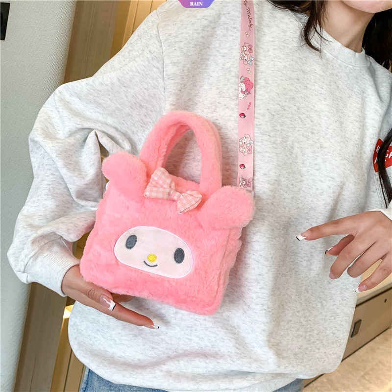 Túi Xách Lông Nhung Hình Vuông Nhỏ Gọn Đơn Giản Đồng Phục JK Hình Sanrio Cinnamoroll My Melody Kuromi Hello Kitty SpongeBob Pom Pom Purin [RAIN]