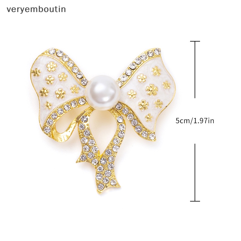 Ghim Cài Áo Hình Nơ Đính Đá / Ngọc Trai Chống Ánh Sáng Thời Trang Cho Nữ