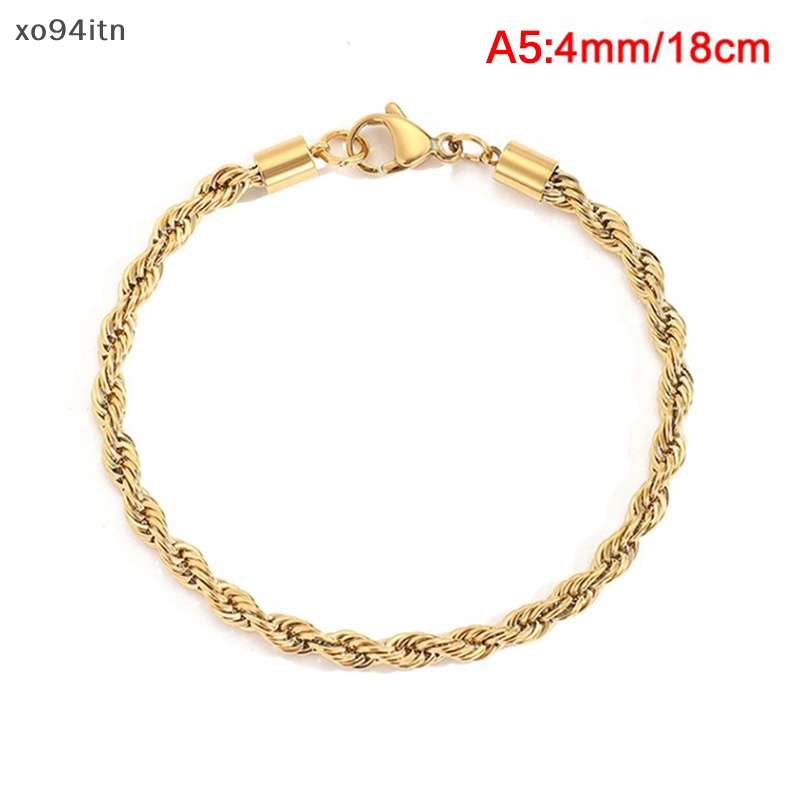 Vòng Đeo Tay Dạng Xoắn 4MM Bằng Thép Không Gỉ Màu Vàng Kim Cho Nữ