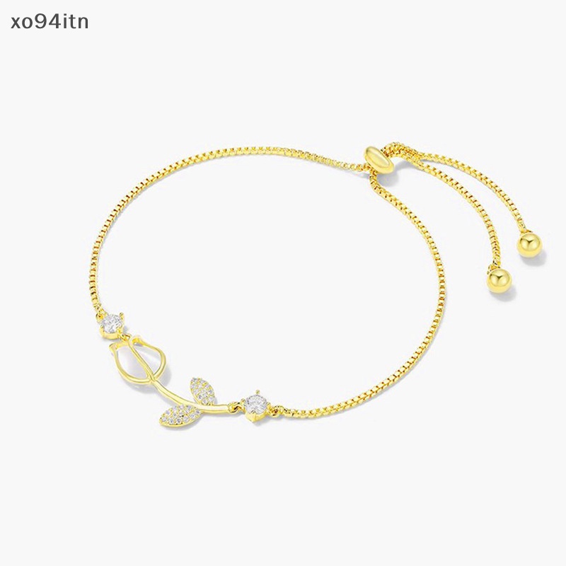 Vòng Tay Chuỗi Hạt Màu Vàng Hình Hoa Tulip Đính Đá Opal Đơn Giản Thời Trang Cho Bạn Gái