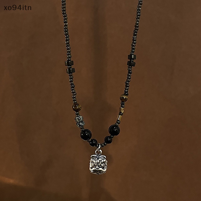 Vòng Cổ Chuỗi Hạt Mặt Sư Tử May Mắn Phong Cách Trung Hoa Cổ Điển Dành Cho Nam Và Nữ