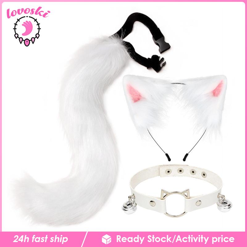 Set 3 Món Gồm Vòng Cổ Choker Và Đuôi Lông Nhung Hóa Trang Nhân Vật Anime