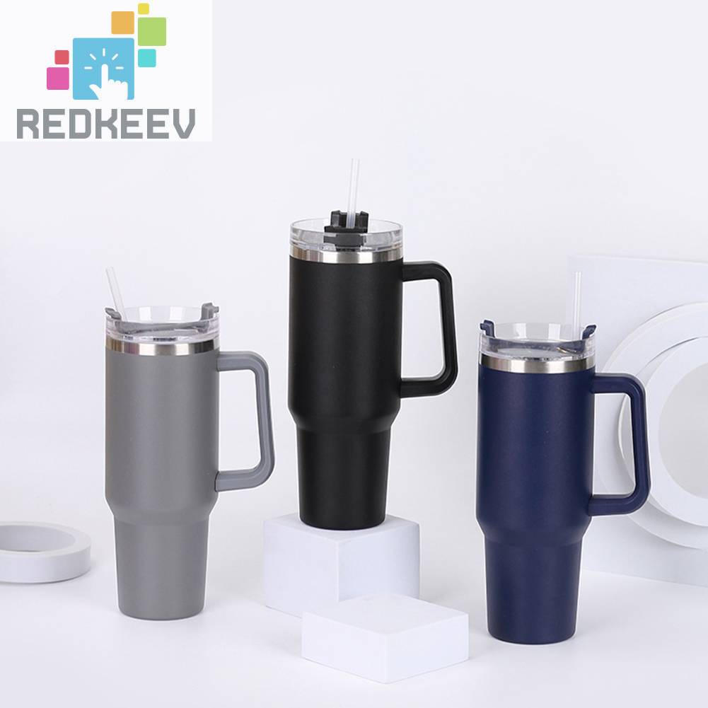 Cốc Uống Cà Phê Bằng Thép Không Gỉ Có Ống Hút Dung Tích 40oz