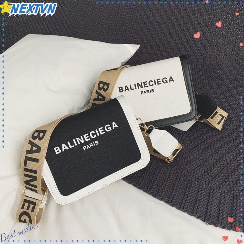 NEXTVN Túi Đeo Chéo Vải Canvas Dáng Vuông Nhỏ Dây Bản Rộng Thời Trang Cho Nữ