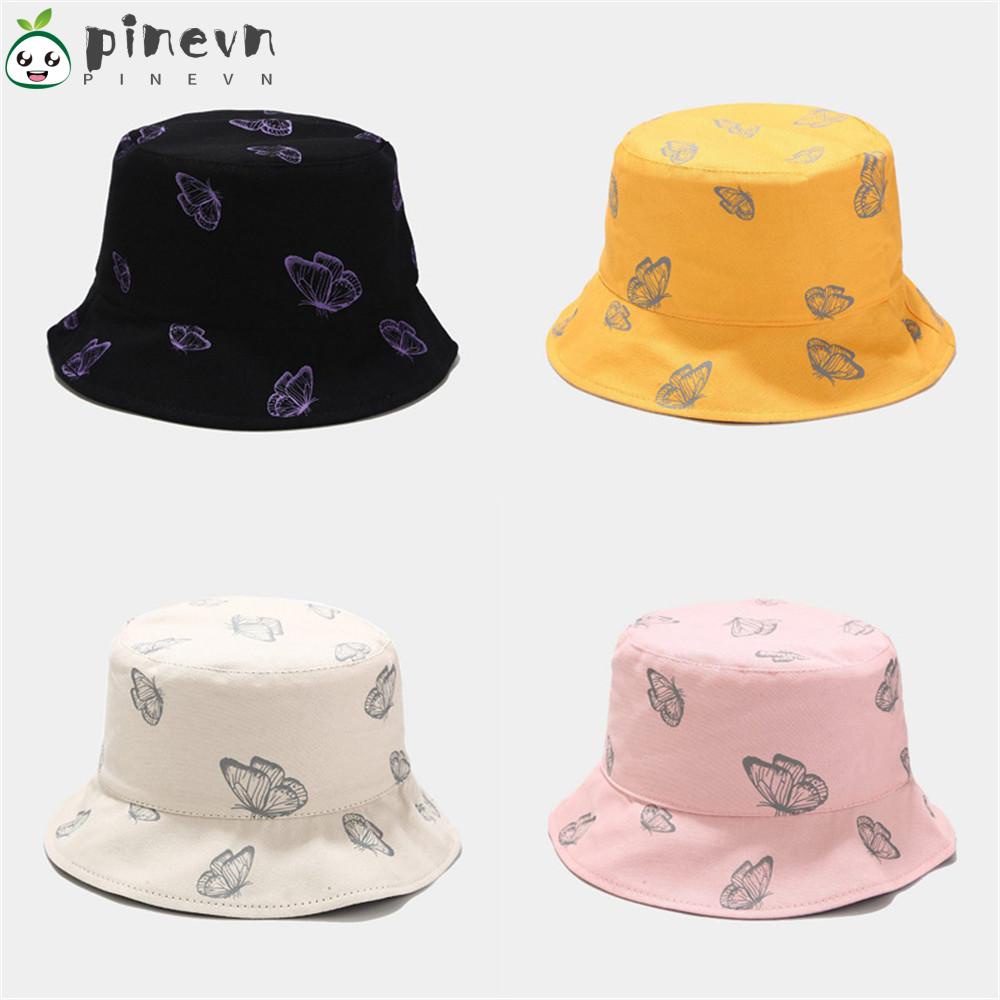 PINEVN Nón Tai Bèo Vải Cotton Hai Mặt Họa Tiết Bướm Thời Trang Xinh Xắn