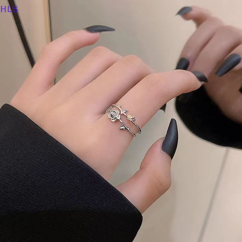 Nhẫn Bạc 925 Hai Lớp Hình Hoa Hồng Thời Trang Dành Cho Nữ