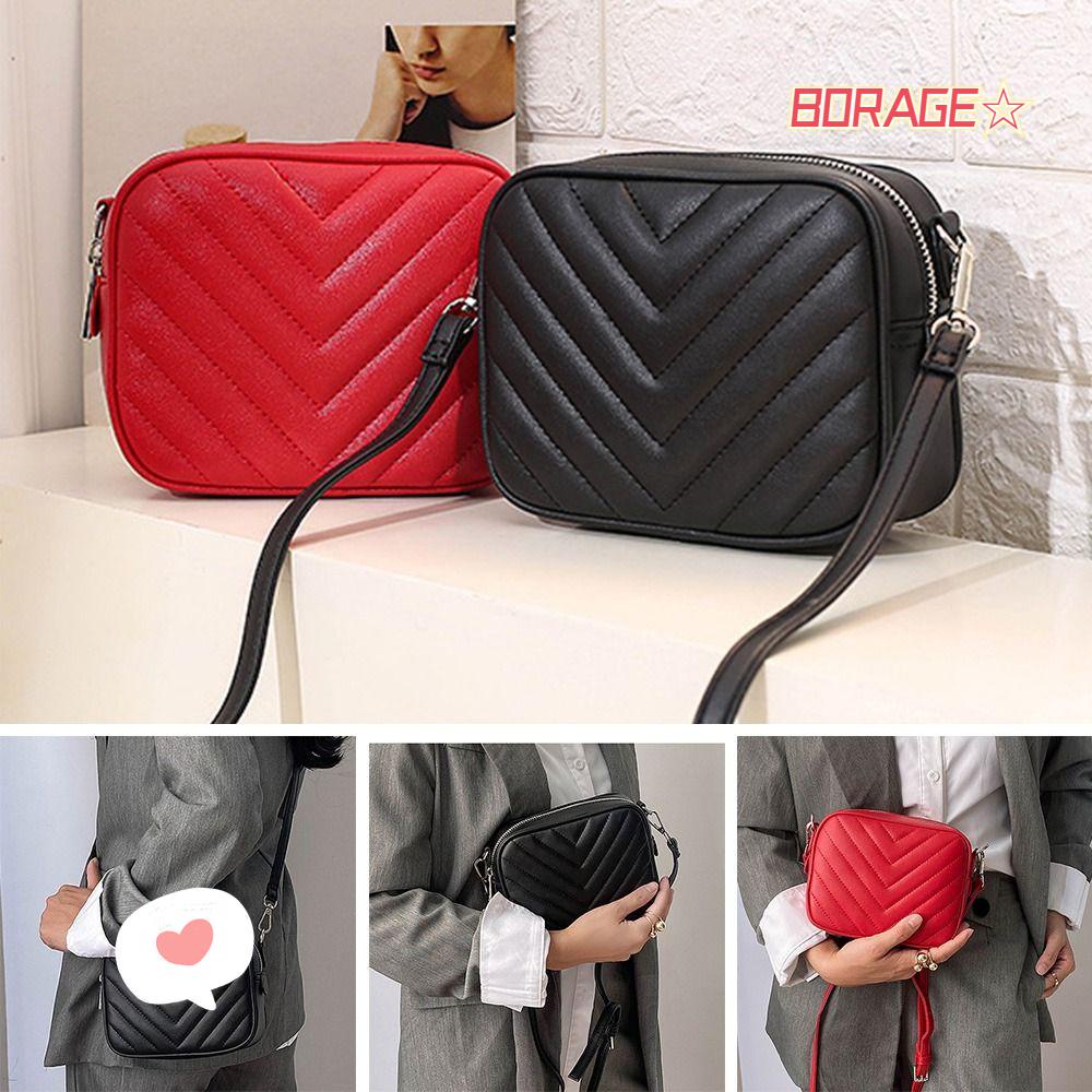 BORAG Túi Tote Đeo Chéo Vai Bằng Da PU Màu Trơn Thời Trang Dành Cho Nữ Sử Dụng Hàng Ngày