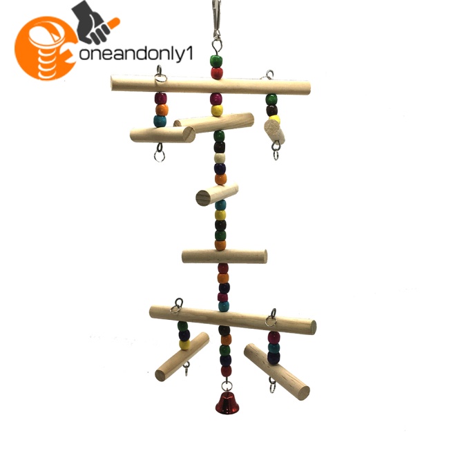 Đồ Chơi Hạt Gỗ Tròn Nhiều Màu Có Chuông Dành Cho Vẹt Cỡ Nhỏ / Vừa / Nhỏ