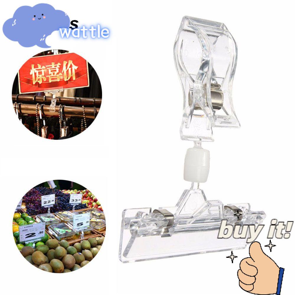 WATTLE Set 3 / 5 Kẹp Nhựa Trong Suốt Trưng Bày Biển Báo Quảng Cáo