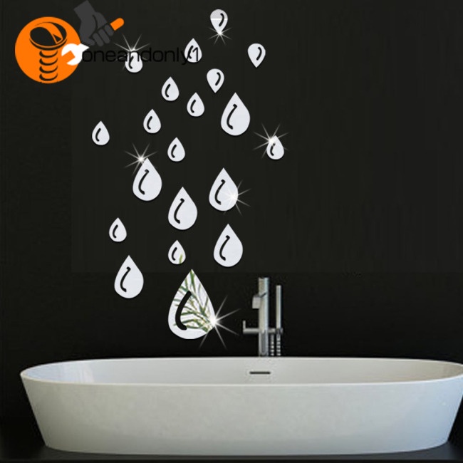 Set 20 Miếng Dán Tường Tráng Gương Hình Giọt Nước Thời Trang DIY