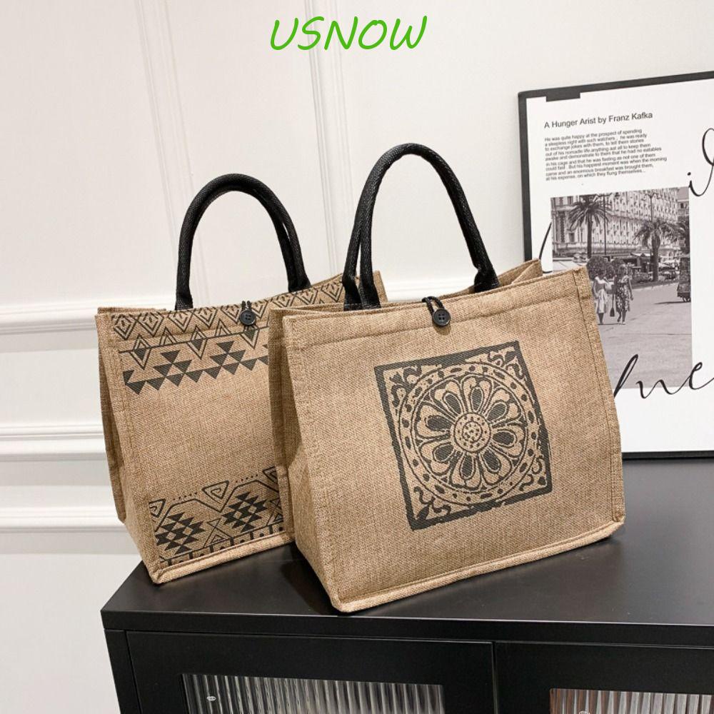 USNOW Túi Xách Vải Lanh Cỡ Lớn In Họa Tiết Thổ Cẩm Phong Cách Bohemian Cổ Điển Dành Cho Nữ