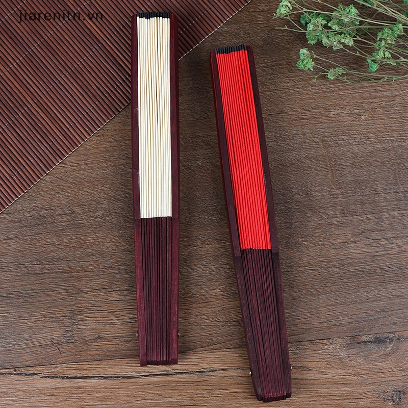 1 Quạt Xếp Cầm Tay Bằng Tre Màu Trơn Phong Cách Trung Hoa Nhật Bản DIY