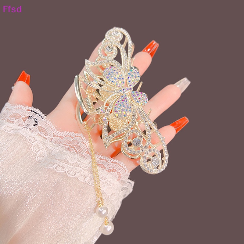 {Ffsd} Kẹp Tóc Dạng Hạt Kim Cương Hình Bướm Rỗng Cao Cấp Thời Trang * Hàng Bán Chạy