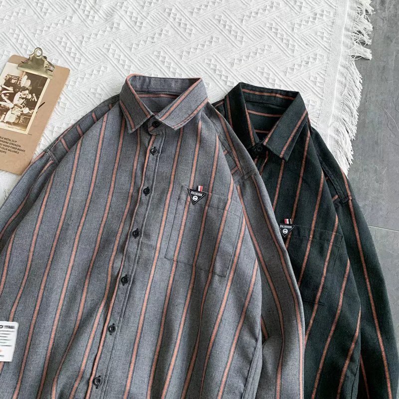 Áo Sơ Mi Nam Dài Tay Họa Tiết Kẻ Sọc Thời Trang Mới