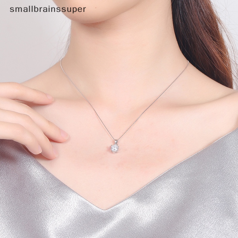 Smallbrainssuper Vòng cổ Bạc Nhẹ Thanh Lịch Sáu Prong Micropaved Zircon Dành Cho Nữ SBS