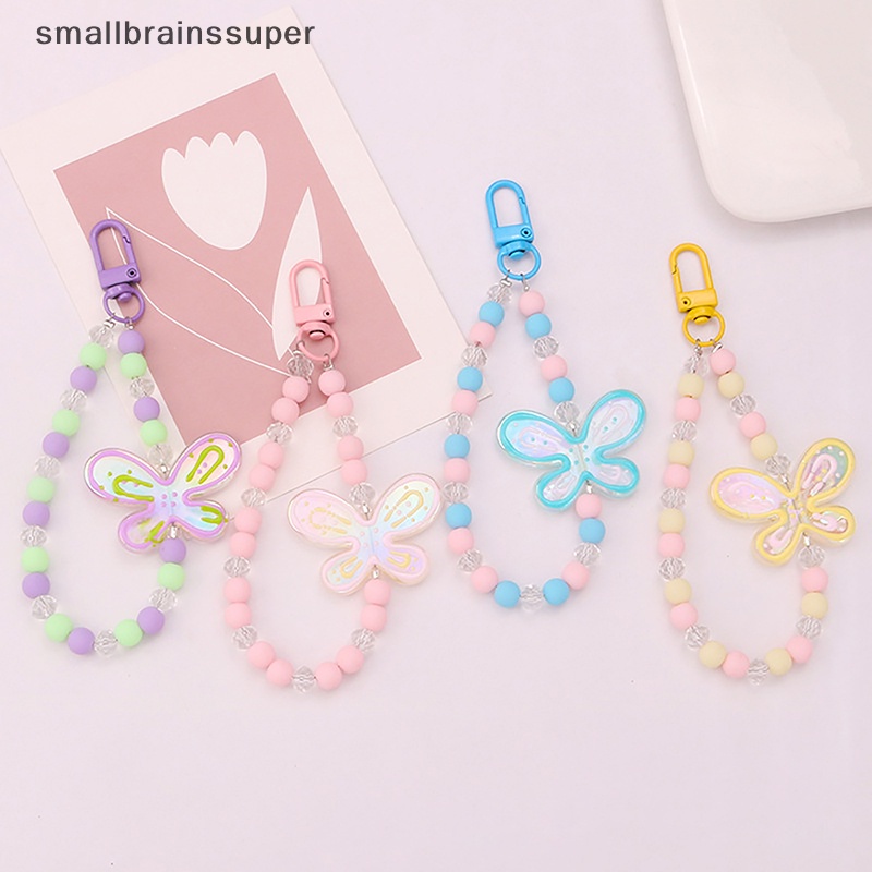 Dây Đeo Điện Thoại / Móc Khóa Bằng Acrylic Màu Kẹo Hình Bướm Dễ Thương SBS