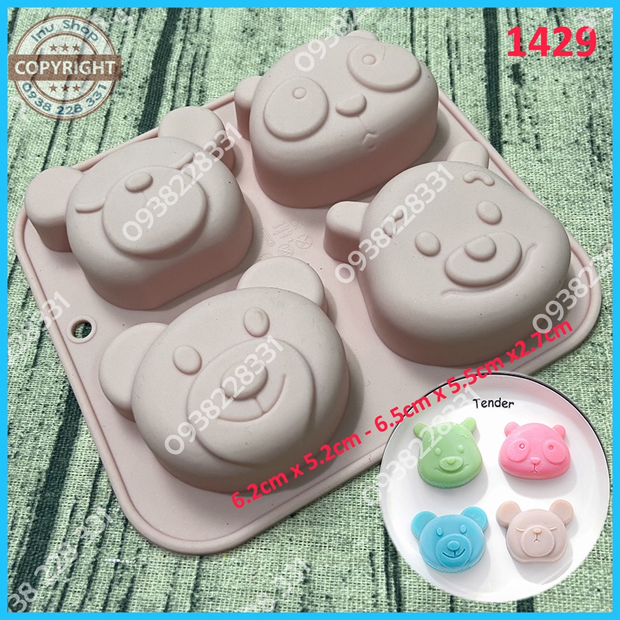 HCM - Khuôn silicon mẫu thú hoạt hình hổ gấu thỏ nướng bánh, đổ tượng thạch cao tô màu, làm rau câu pudding