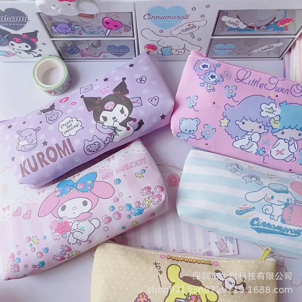 ⚡VẬN CHUYỂN NHANH CHÓNG⚡⚡ Hộp đựng Bút Sanrio Dung Lượng Lớn Túi đựng Bút Pu Chống Thấm Nước Sáng Tạo Dễ Thương Kuromi My Melody Cinnamoroll Túi đựng Văn Phòng   Hoạt Hình