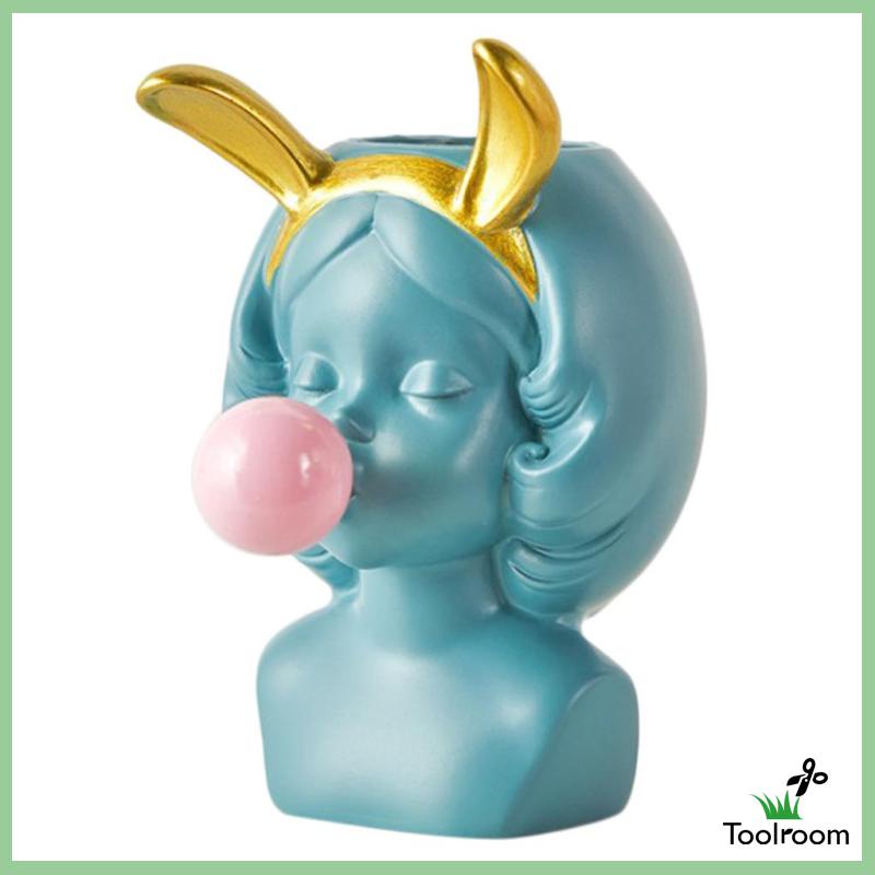 Chậu Hoa Bằng Vinyl Hình Cô Gái Hoạt Hình Dễ Thương