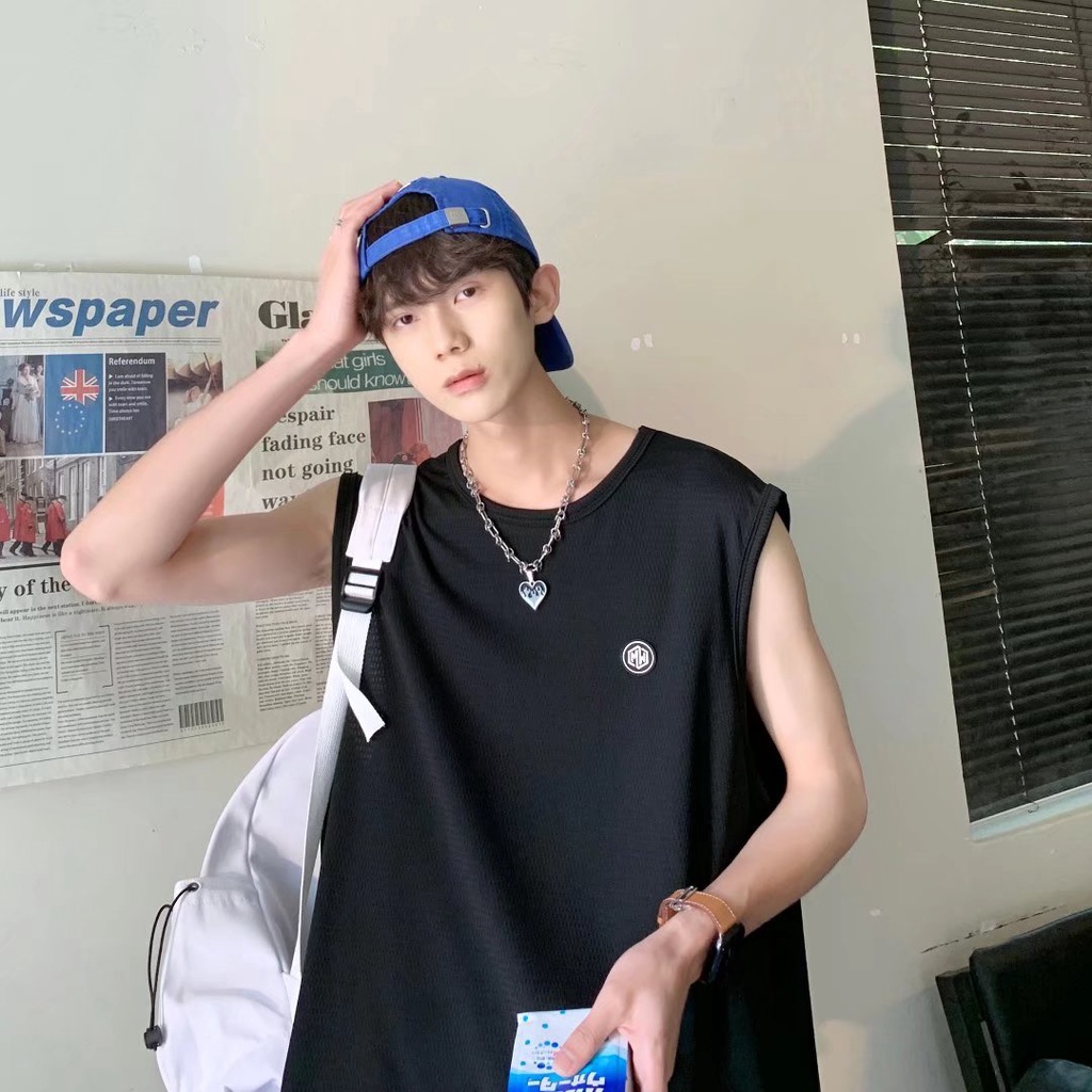 Áo Thun Cotton Không Tay Dáng Rộng Phong Cách Đường Phố Mỹ Thời Trang Mùa Hè Cho Nam