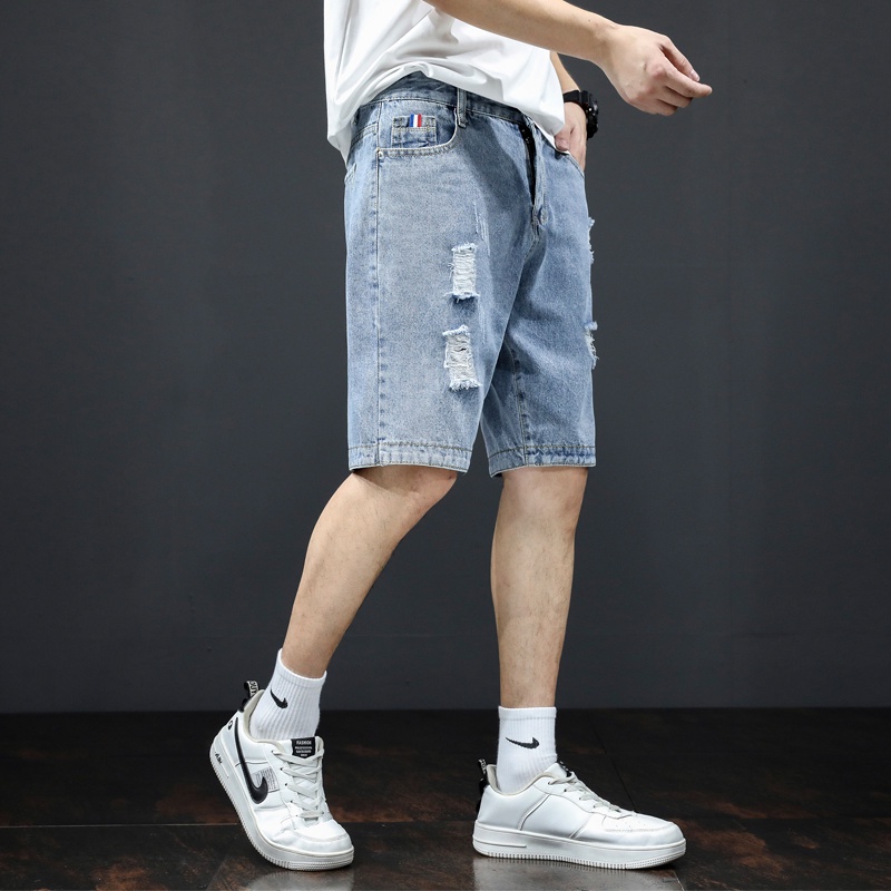 Quần Short Denim Dáng Suông Rách Cá Tính Hợp Thời Trang Hè Cho Nam