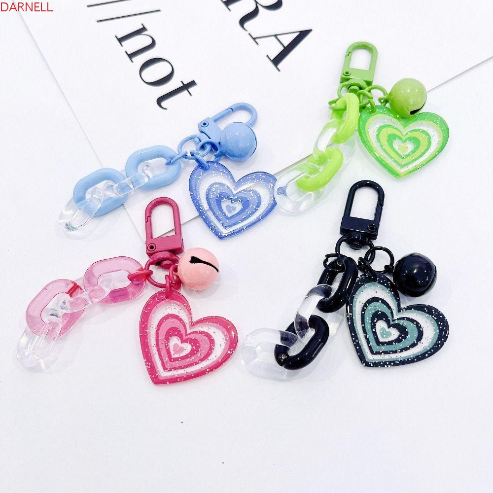 DARNELL Móc Khóa Hình Trái Tim Bằng Nhựa Acrylic Thời Trang Cho Nam Nữ