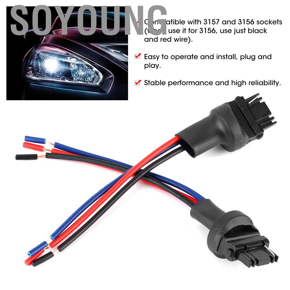 Soyoung Male Socket Connector 2Pcs 3157 Car Bulb Holder Adapter Wire for Turn Signal Light