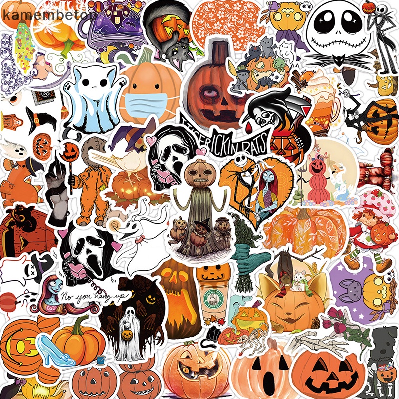 Bộ 50 Nhãn Dán Trang Trí Sổ Tay / Ván Trượt / Va Li Họa Tiết Halloween