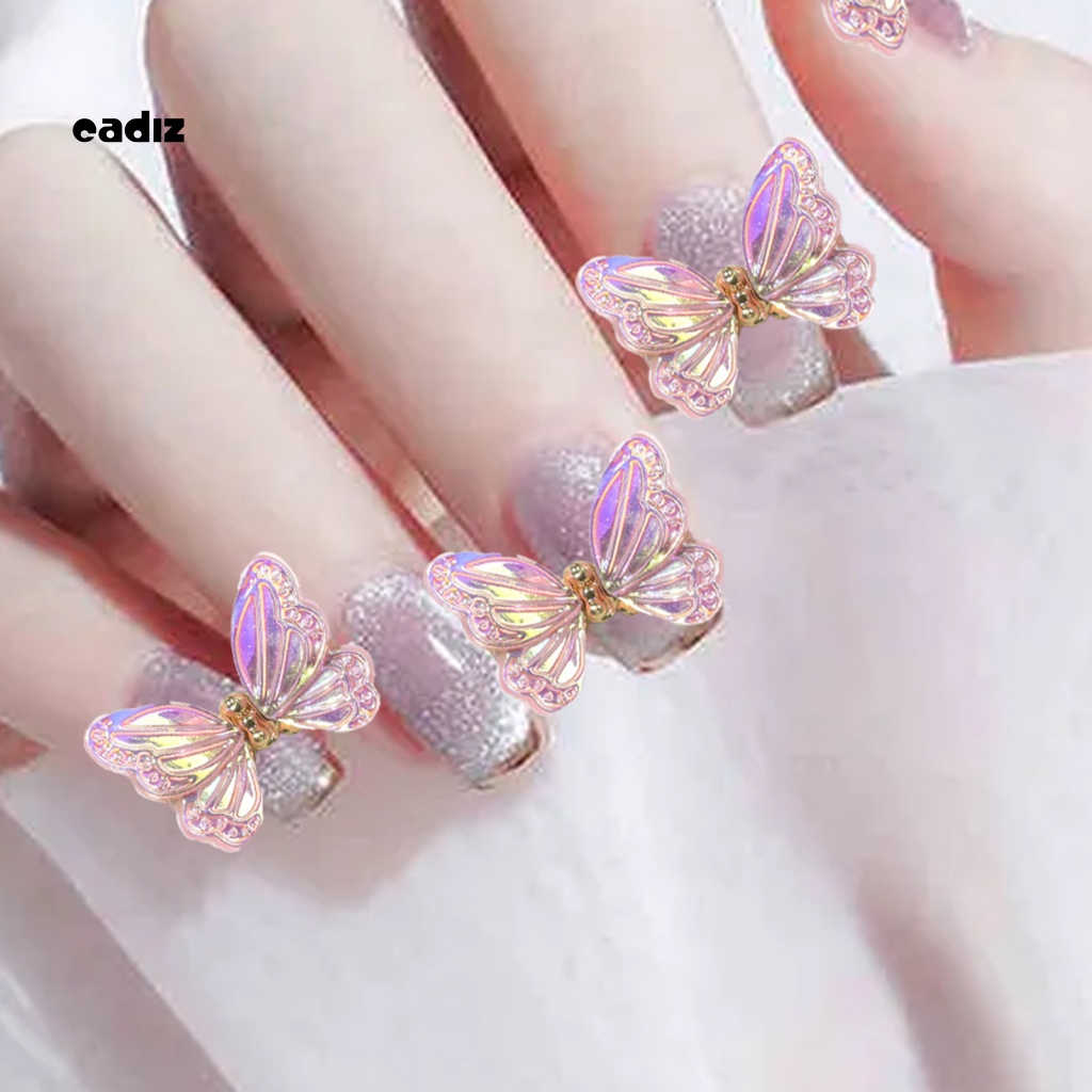 Bộ 3 Phụ Kiện Trang Trí Móng Tay Hình Bươm Bướm Xinh Xắn Chống Thấm Nước