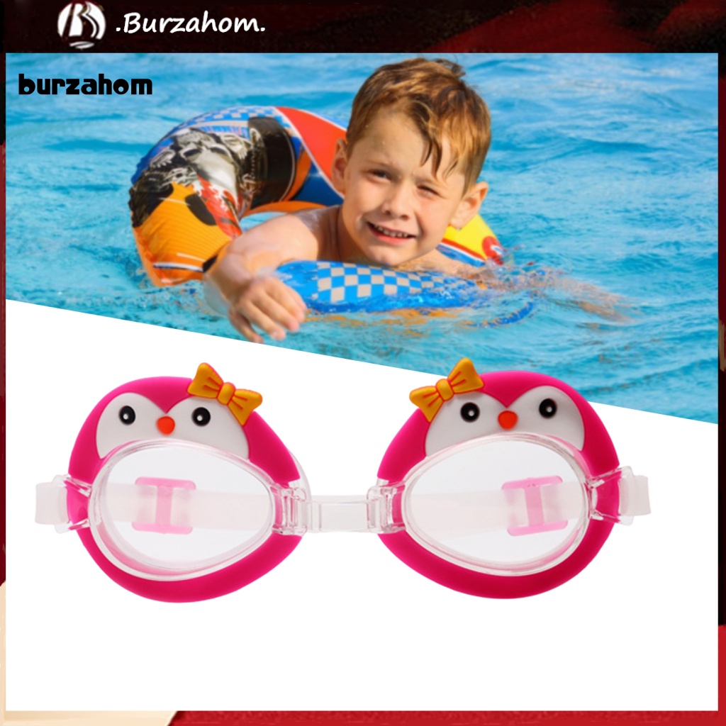 Kính Bơi Chống Sương Mù / Thấm Nước Khung Silicon Trong Suốt Có Dây Đeo Mũi Họa Tiết Hoạt Hình Dễ Thương Cho Bé